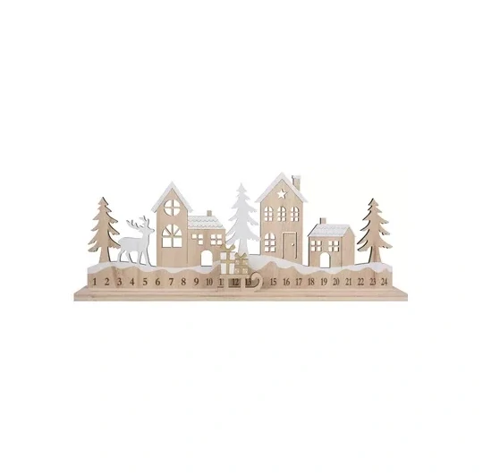 Dřevěný adventní kalendář se sáněmi
