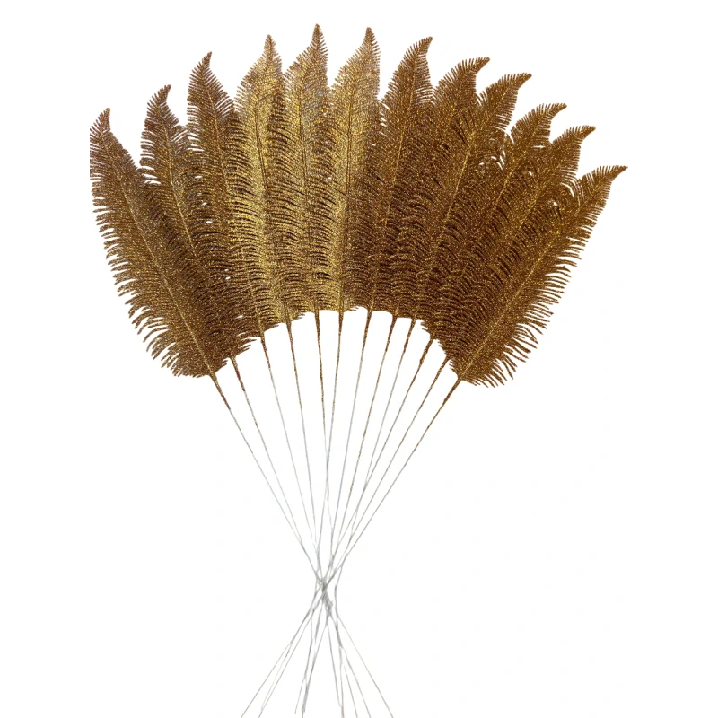 Větvička kapradí 50cm - zlatá