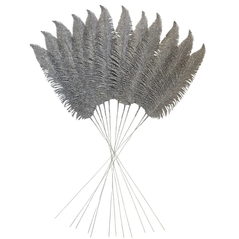 Větvička kapradí 50cm - stříbrná